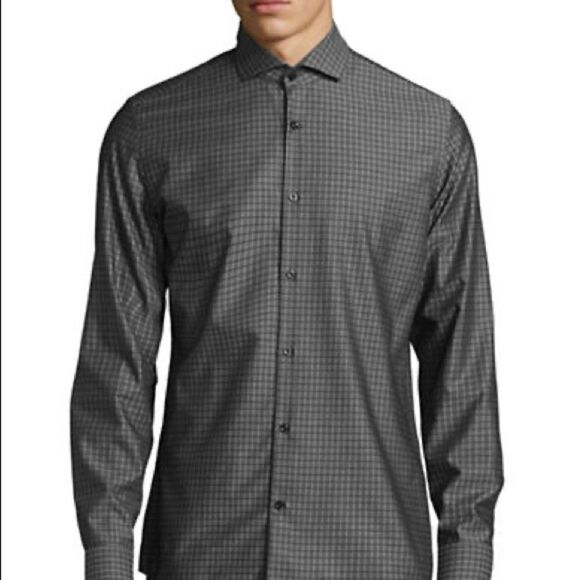 Hugo C-Jason Slim-Fit Grid Check Sport Shirt-BLACK-EU 39/US 15.5 - Picture 1 of 4